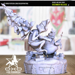 Figura 3D de Natal do Grinch e Max