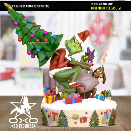 Figura 3D de Natal do Grinch e Max