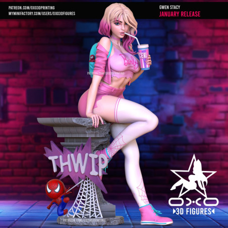 Spider-Gwen STL | Imprima Gwen Stacy Roupa Casual em 3D
