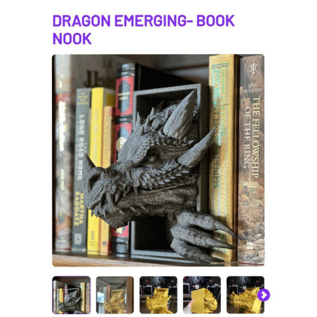 Book Nook Dragão - Decoração Fantasia Impressão 3D
