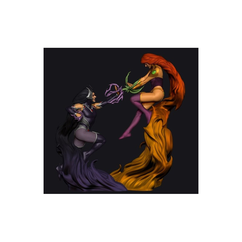 Starfire vs Blackfire 3D Models - DC Collectibles