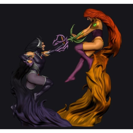Starfire vs Blackfire 3D Models - DC Collectibles