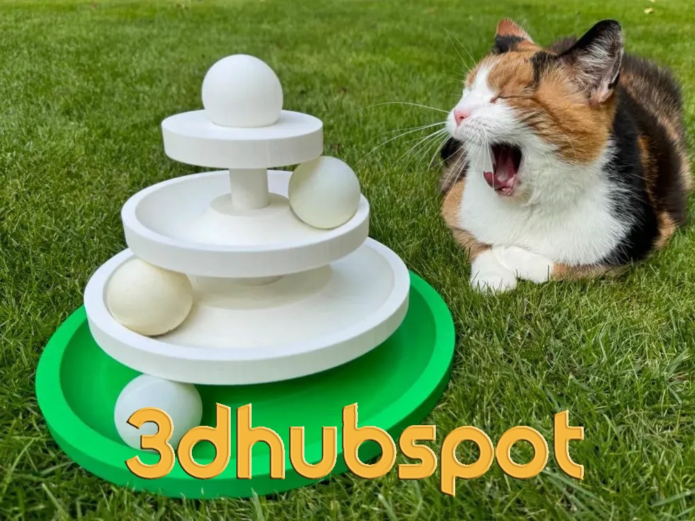 3D Model Interactive Cat Toy: Multi-Tier Ball Puzzle for Feline Enrichment - STL Download