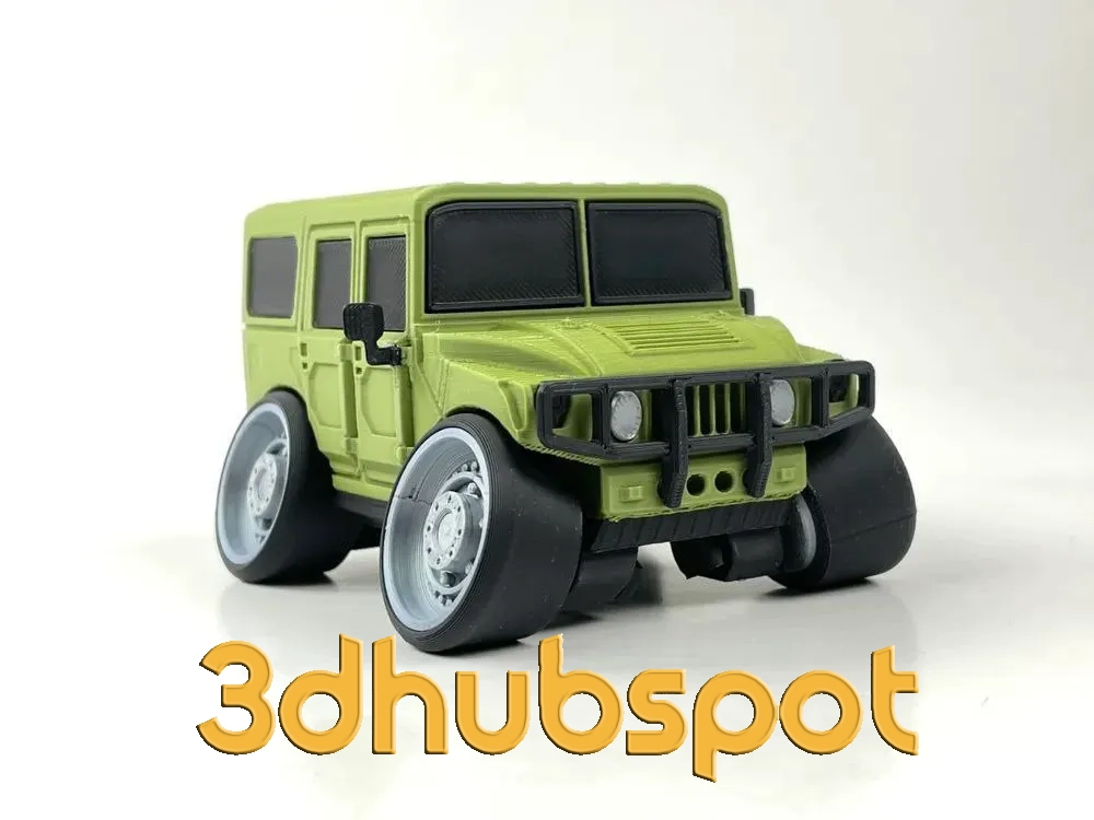 3D Model Stanced Hummer H1 SUV STL - Custom Off-Road Vehicle Miniature for Automotive Enthusiasts