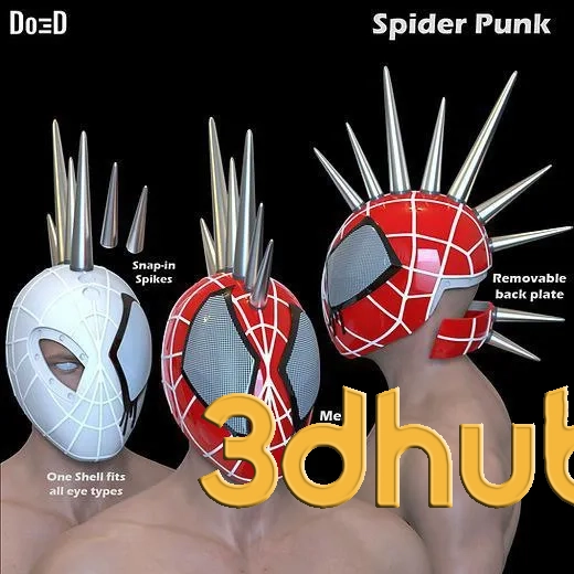 3D Spider Punk Mask with Customizable Spikes STL Cosplay Prop for Comic Fans and Costume Enthusiasts