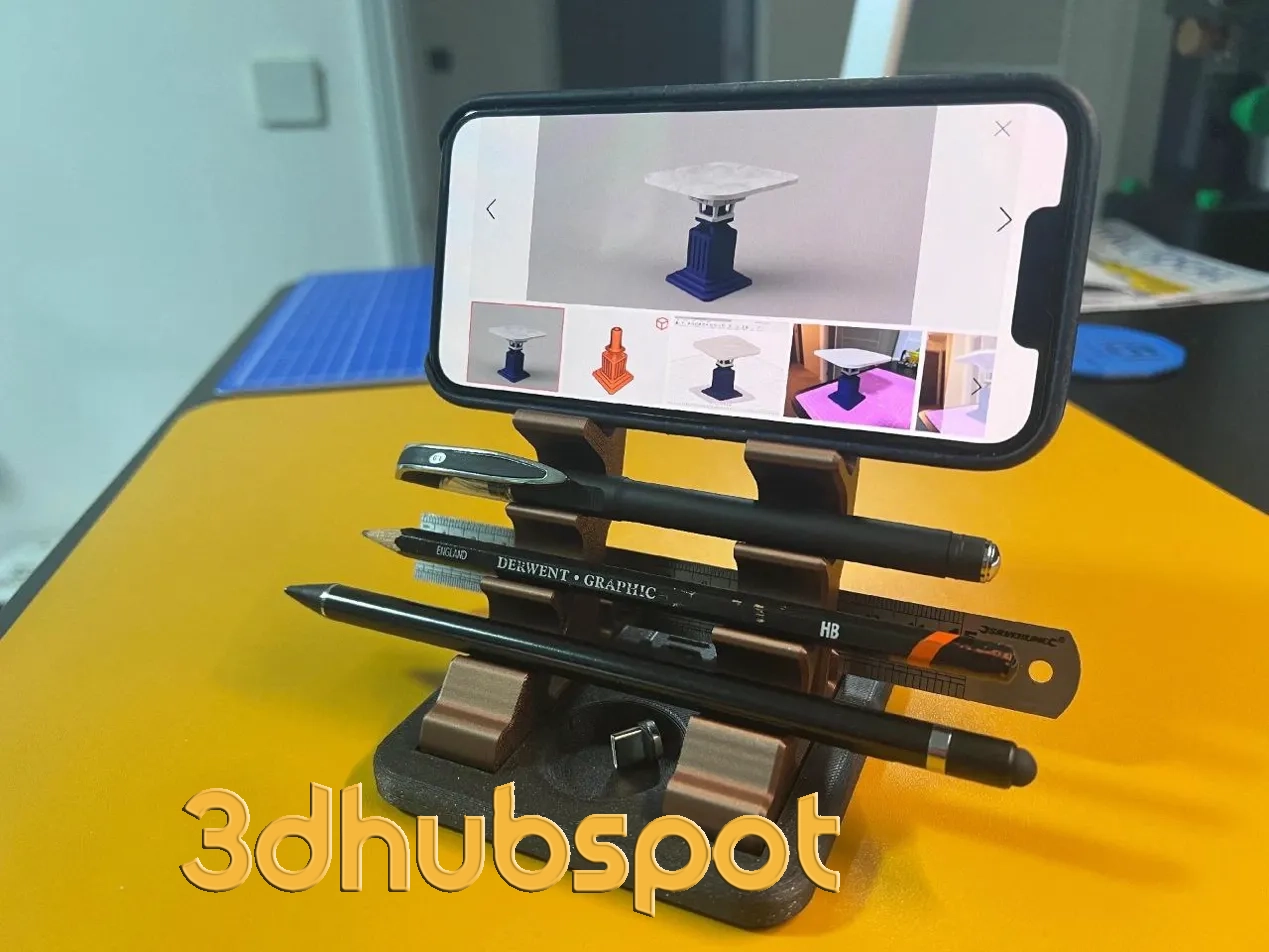 3D Printable Multifunctional Desk Organizer - Phone Stand and Stationery Holder