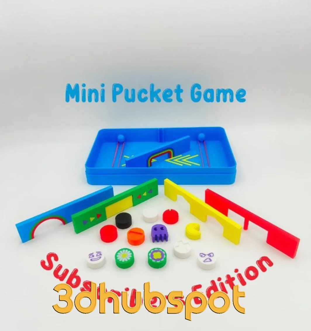 3D Model Mini Pucket Game Set Download STL - Portable Tabletop Game for Family Fun and Travel