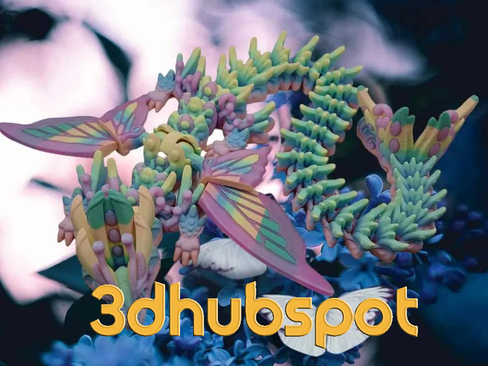 Winged Butterfly Dragon 3D Printable Figurine - Fantasy Creature Model STL Download