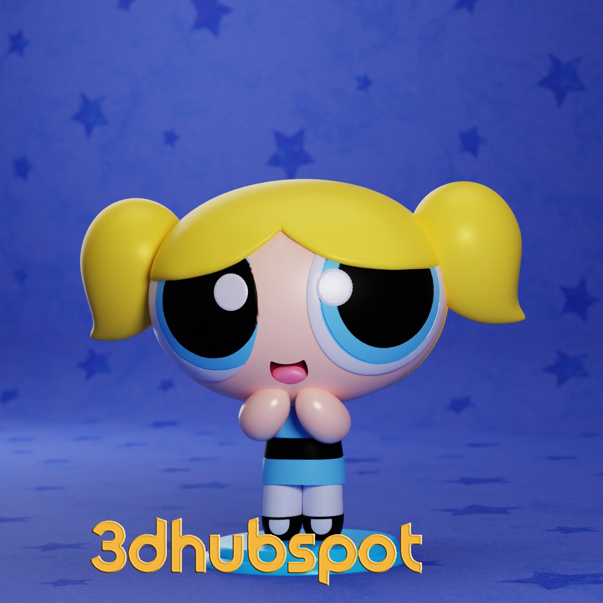 Powerpuff Girls 3D Printable Statue and Keychain Set - Cartoon Superhero Models STL Download