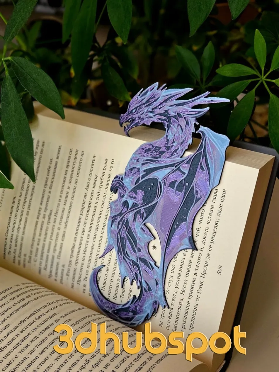 3D Printable Crystal Wyvern Bookmark - Fantasy Dragon Book Accessory