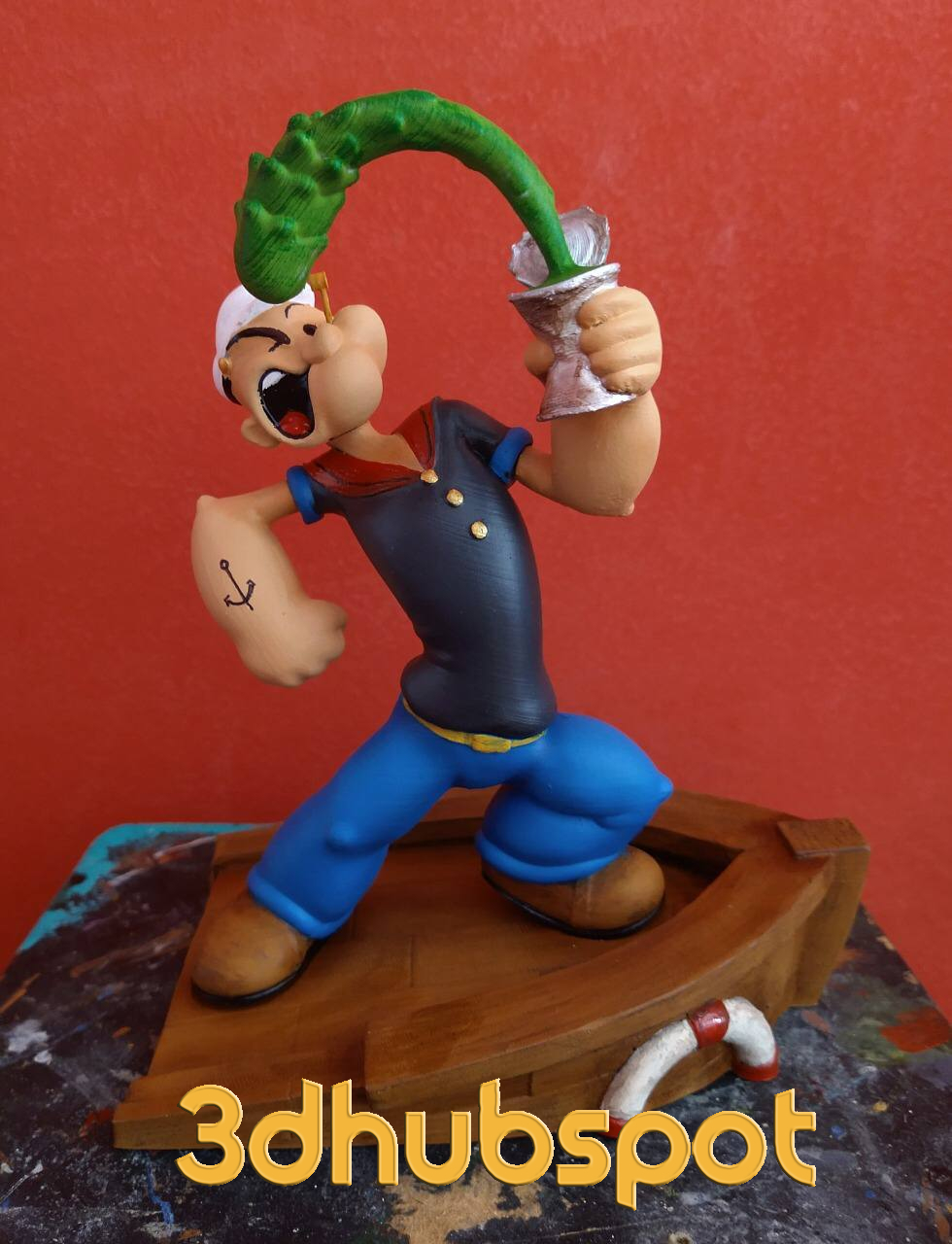 Popeye the Sailor Man 3D Printable Figurine - Classic Cartoon Character Model STL Download