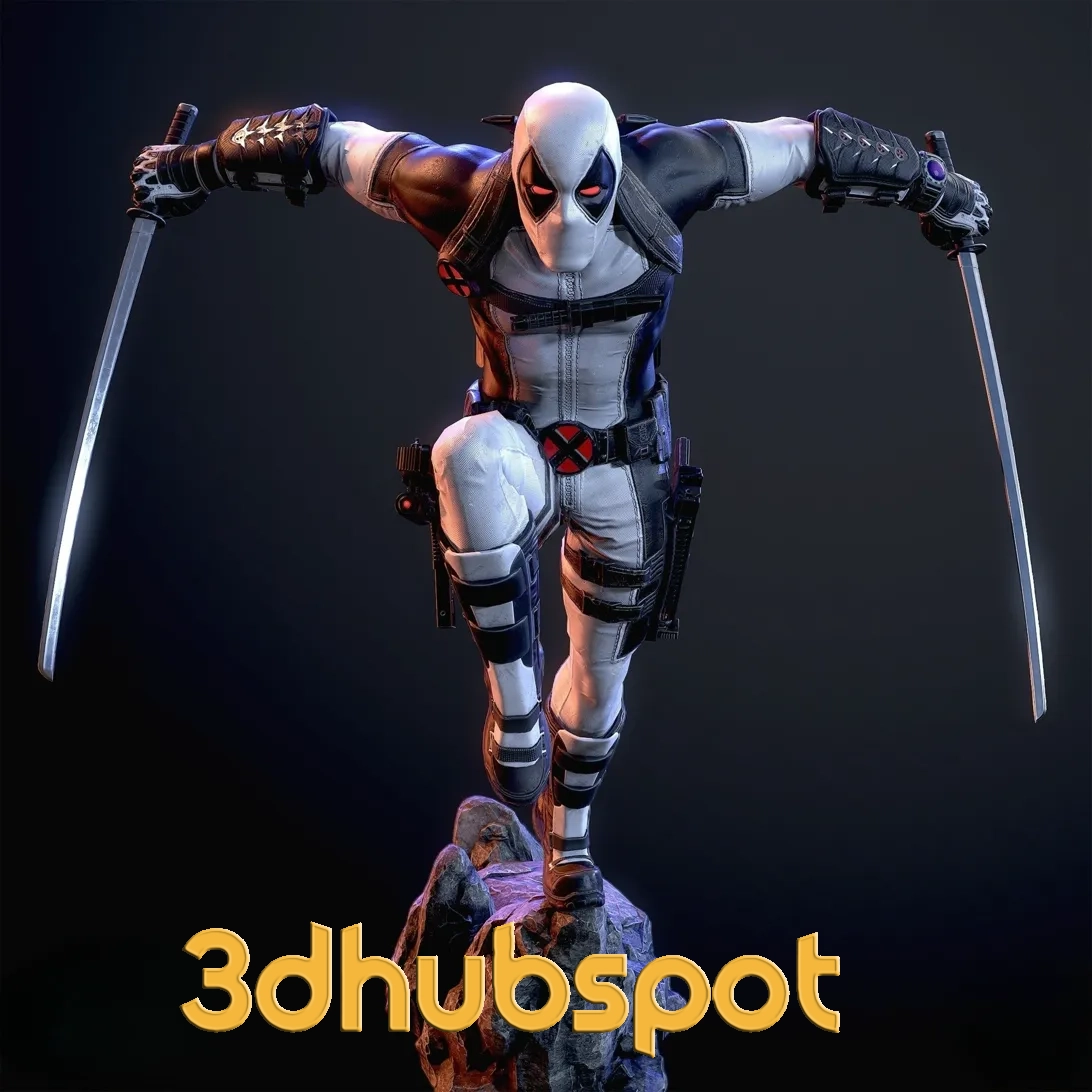 Deadpool X-Force 3D Printable Statue - Marvel Antihero Collectible Model STL Download